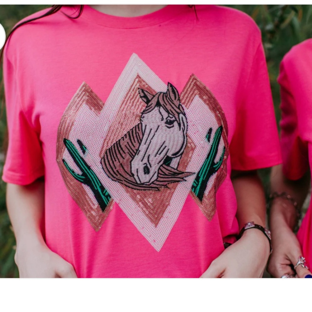 Pink Graphic Horse T-Shirt